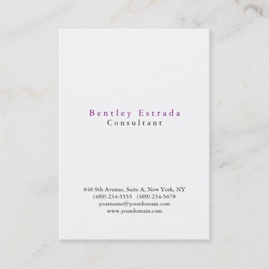 Stijlvol Chubby Plain Simple White Professional Visitekaartje (Voorkant)