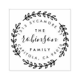 Stijlvol cirkelvormig lebfamilienaam Return-adres Rubberstempel