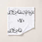 Stijlvol cirkelvormig randmonogram bad handdoek (Wasdoekje)