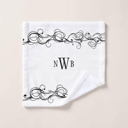 Stijlvol cirkelvormig randmonogram bad handdoek (Wasdoekje)