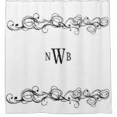 Stijlvol cirkelvormig randmonogram douchegordijn (Voorkant)