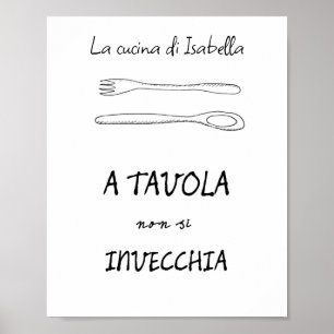 Stijlvol citaat van de italiaanse keukenmakersvork poster
