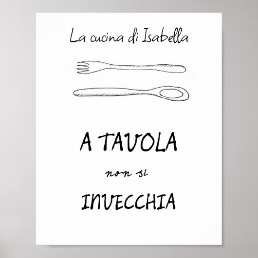 Stijlvol citaat van de italiaanse keukenmakersvork poster (Voorkant)