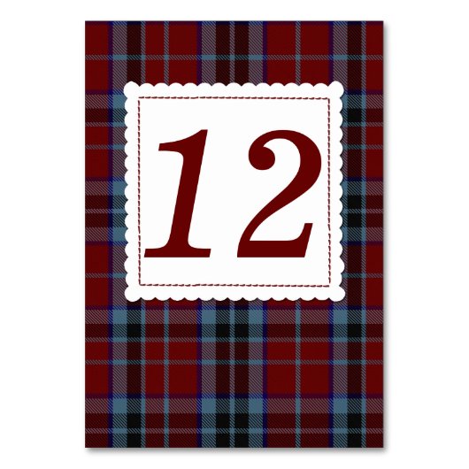 Stijlvol Clan MacTavish Play Wedding Table Number Kaart (Voorkant)