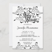 Stijlvol Classic Zwart Retro Ornament Baby shower Kaart (Voorkant)