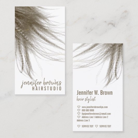 Stijlvol Coiffure Salon Girly Wavy Long Hair Visitekaartje (Voorkant / Achterkant)