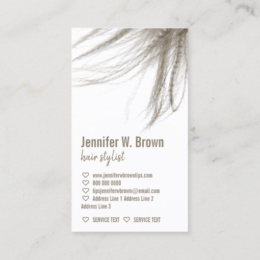 Stijlvol Coiffure Salon Girly Wavy Long Hair Visitekaartje (Achterkant)