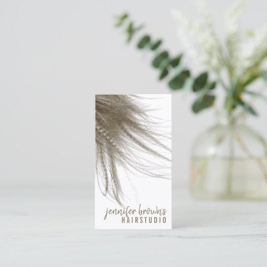 Stijlvol Coiffure Salon Girly Wavy Long Hair Visitekaartje (Staand voorkant)