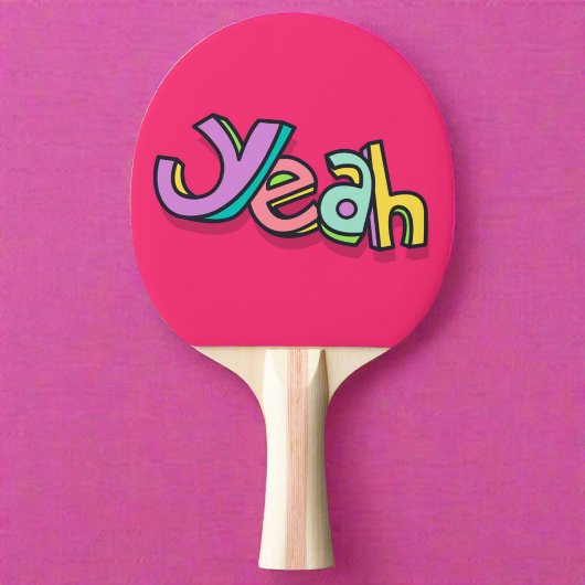 Stijlvol Cool Kleurrijk "Ja" Vet Roze Sport Leuk Tafeltennisbatje