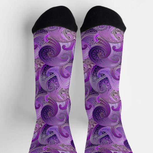 Stijlvol Cool Paarse Paisley Patroon Sokken (Top)