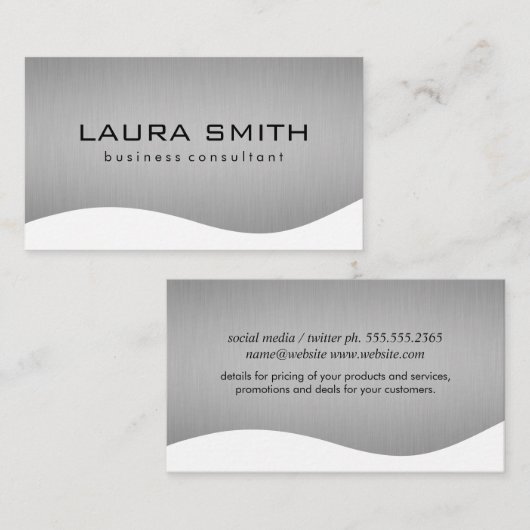 Stijlvol Corporate / Metallic Zilver Visitekaartje (Voorkant / Achterkant)