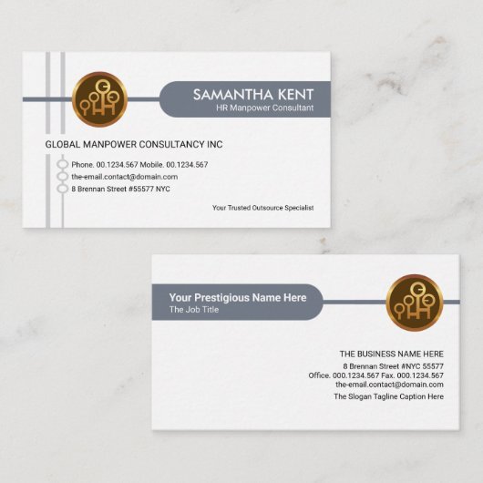 Stijlvol Creative Grey Crisscross HR-personeel Visitekaartje (Voorkant / Achterkant)