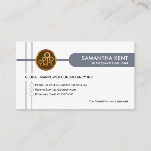 Stijlvol Creative Grey Crisscross HR-personeel Visitekaartje (Voorkant)