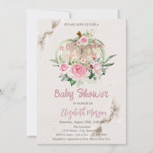 Stijlvol crèmezakje, Roze Baby shower Kaart (Voorkant)