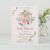 Stijlvol crèmezakje, Roze Baby shower Kaart (Staand voorkant)