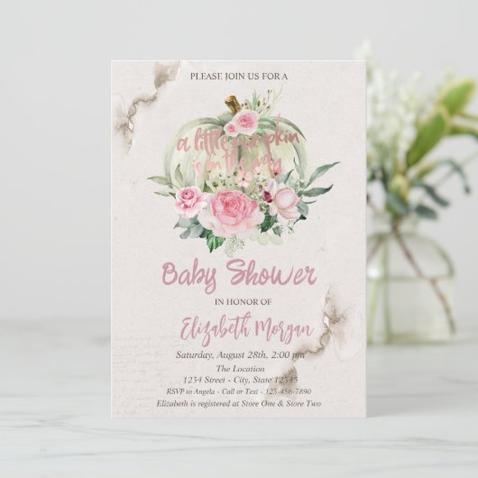 Stijlvol crèmezakje, Roze Baby shower Kaart (Staand voorkant)