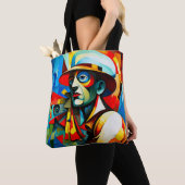 Stijlvol "Cubism Man" Vrouwen T-shirt Tote Bag (Dichtbij)