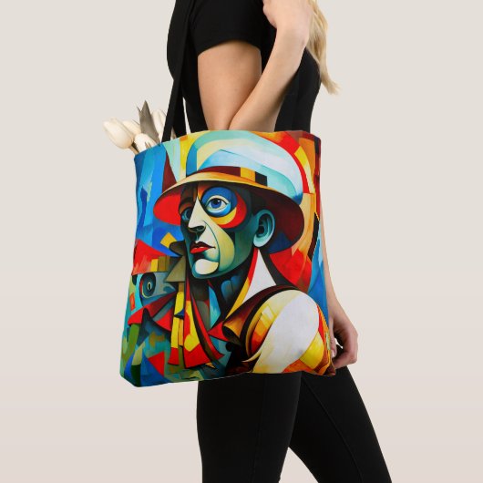 Stijlvol "Cubism Man" Vrouwen T-shirt Tote Bag (Dichtbij)