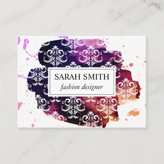Stijlvol Damaserpatroon, expressief Visitekaartje (Voorkant)
