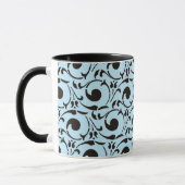 Stijlvol Damask Blue Black Swirls Pattern Mok (Links)