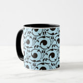 Stijlvol Damask Blue Black Swirls Pattern Mok (Voorkant links)