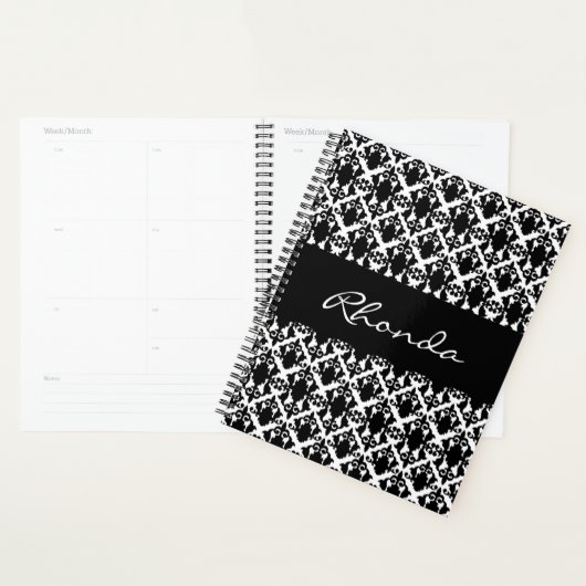 Stijlvol Damask in zwart-wit Planner (Display)