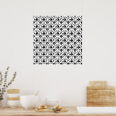 Stijlvol Damasontwerp, zwart en wit. Poster (Keuken)