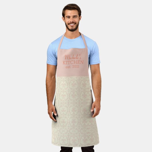 Stijlvol Damaspatroon Schort (Gedragen)