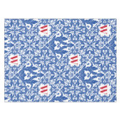 Stijlvol  damast navy Blue monogram Tafelkleed (Voorkant (Horizontaal))