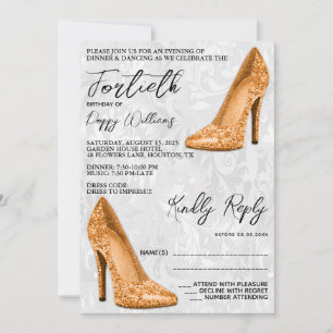 Stijlvol Damast, Terracotta Stilettos 40e Verjaard Kaart