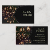 Stijlvol damast, zwart+brons visitekaartje (Voorkant / Achterkant)