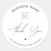 Stijlvol Dank u Custom Small Business Logo Ronde Sticker (Voorkant)