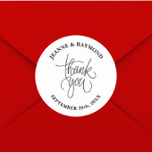 Stijlvol dank u kalligrafie bruiloft gunst ronde sticker