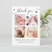 Stijlvol Dank u Script Fotocollage Geboorte Aankondiging (Staand voorkant)