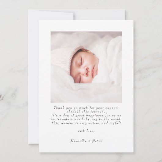 Stijlvol Dank u Script Fotocollage Geboorte Aankondiging (Achterkant)