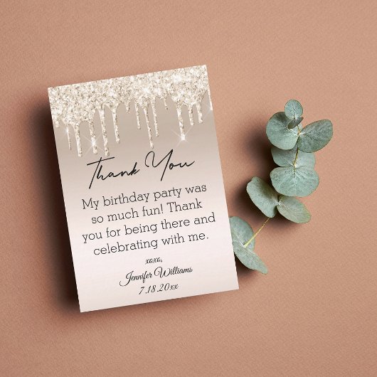 stijlvol dank voor 16 gouden druppelaars notitiekaartje