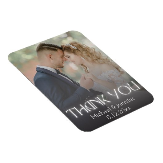 stijlvol dank voor witte handschrift trouwfoto magneet (Rechterzijde)