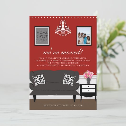Stijlvol decor Housewarming Invite Kaart (Staand voorkant)