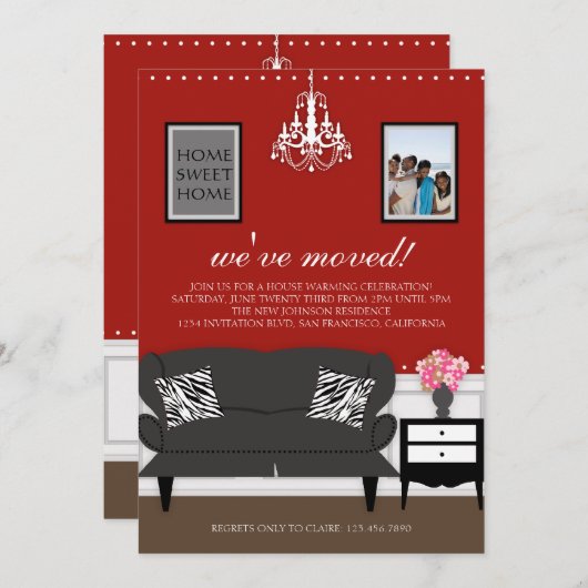 Stijlvol decor Housewarming Invite Kaart (Voorkant / Achterkant)