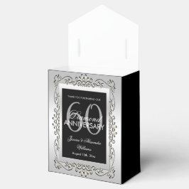 Stijlvol decoratief zilver 60th Wedding Jubileum Bedankdoosjes