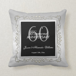 Stijlvol decoratief zilver 60th Wedding Jubileum Kussen