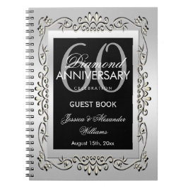 Stijlvol decoratief zilver 60th Wedding Jubileum Notitieboek