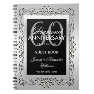 Stijlvol decoratief zilver 60th Wedding Jubileum Notitieboek