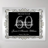Stijlvol decoratief zilver 60th Wedding Jubileum Poster (Voorkant)