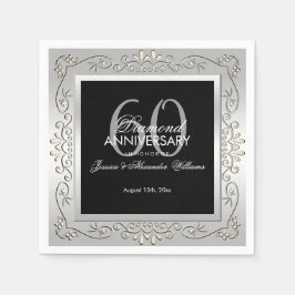 Stijlvol decoratief zilver 60th Wedding Jubileum Servet