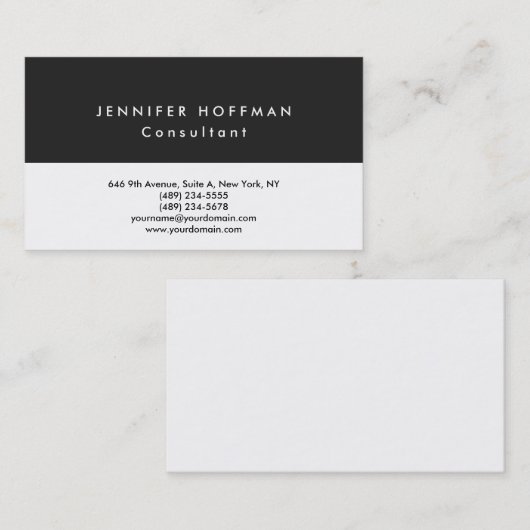 Stijlvol design Eenvoudig, grijs wit Visitekaartje (Voorkant / Achterkant)