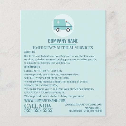 Stijlvol design, EMT, Paramedic Advert Flyer (Voorkant)