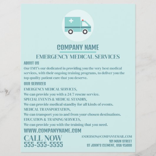 Stijlvol design, EMT, Paramedic Advert Flyer (Voorkant)