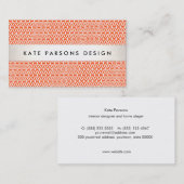 Stijlvol design Modern Oranje roosterpatroon Visitekaartje (Voorkant / Achterkant)