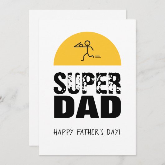 Stijlvol design "SUPER DAD", persoonlijke wensen Kaart (Voorkant / Achterkant)